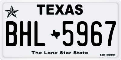 TX license plate BHL5967