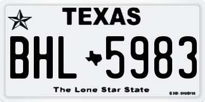 TX license plate BHL5983