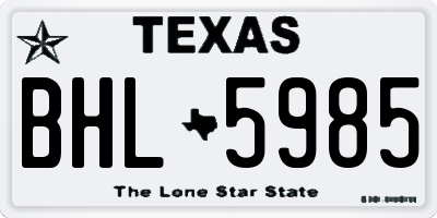 TX license plate BHL5985