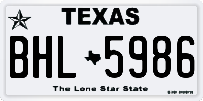 TX license plate BHL5986
