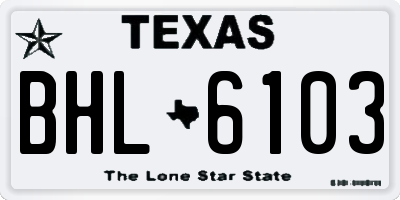 TX license plate BHL6103