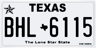 TX license plate BHL6115