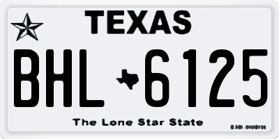 TX license plate BHL6125
