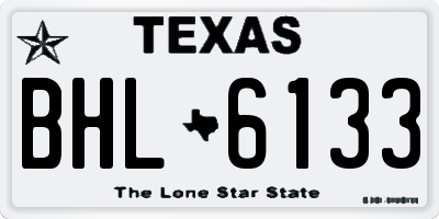 TX license plate BHL6133