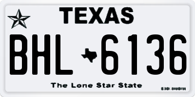 TX license plate BHL6136