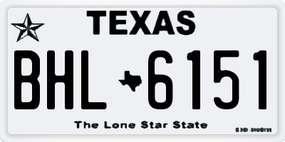 TX license plate BHL6151