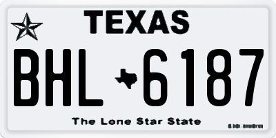 TX license plate BHL6187