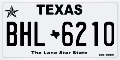 TX license plate BHL6210