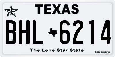 TX license plate BHL6214