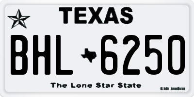 TX license plate BHL6250
