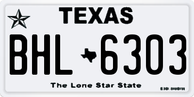 TX license plate BHL6303