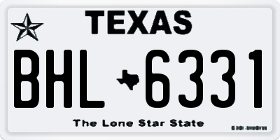TX license plate BHL6331