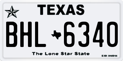 TX license plate BHL6340