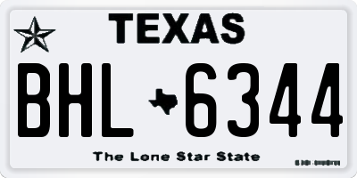 TX license plate BHL6344