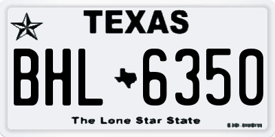 TX license plate BHL6350