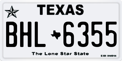 TX license plate BHL6355