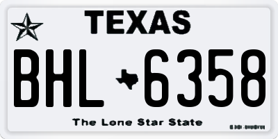TX license plate BHL6358