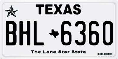 TX license plate BHL6360