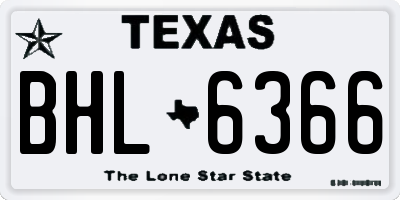 TX license plate BHL6366