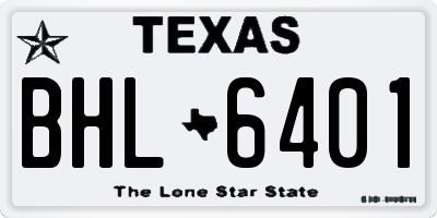 TX license plate BHL6401