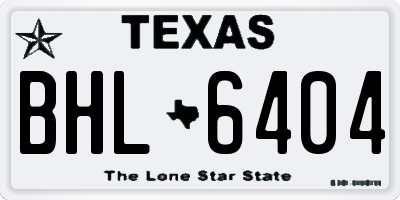 TX license plate BHL6404