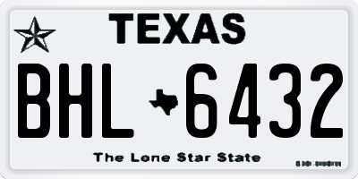 TX license plate BHL6432