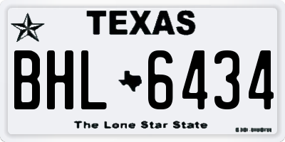 TX license plate BHL6434