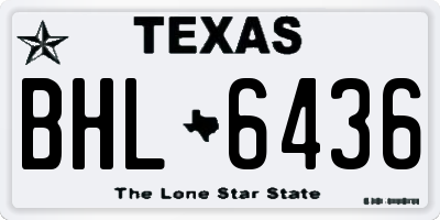 TX license plate BHL6436