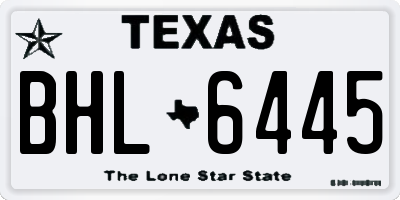 TX license plate BHL6445