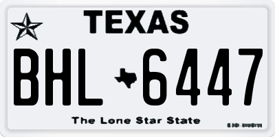 TX license plate BHL6447