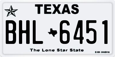 TX license plate BHL6451