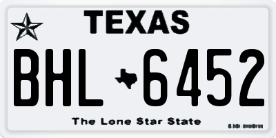 TX license plate BHL6452