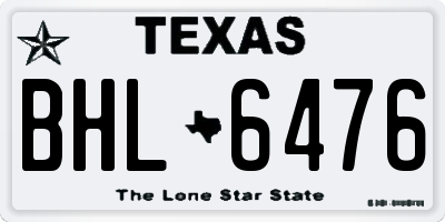 TX license plate BHL6476