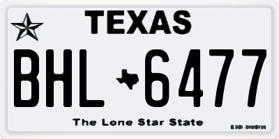TX license plate BHL6477