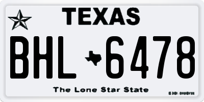 TX license plate BHL6478