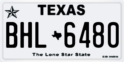 TX license plate BHL6480