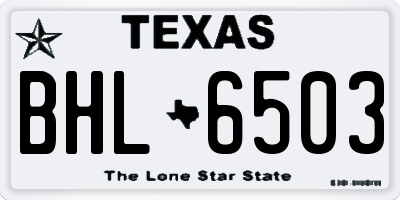 TX license plate BHL6503