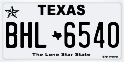 TX license plate BHL6540
