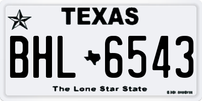 TX license plate BHL6543