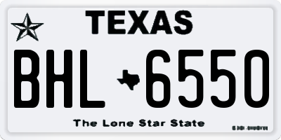 TX license plate BHL6550