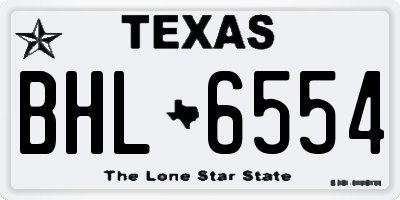 TX license plate BHL6554