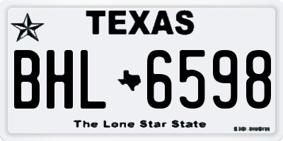 TX license plate BHL6598