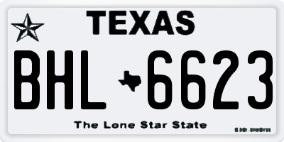 TX license plate BHL6623