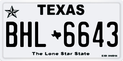 TX license plate BHL6643