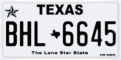 TX license plate BHL6645