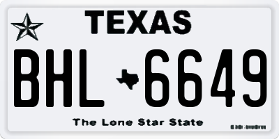 TX license plate BHL6649