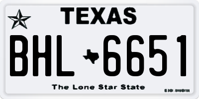 TX license plate BHL6651