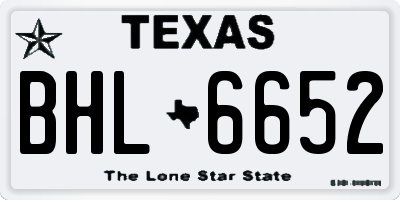 TX license plate BHL6652