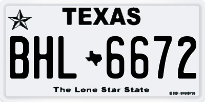 TX license plate BHL6672