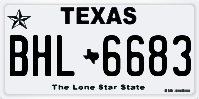 TX license plate BHL6683